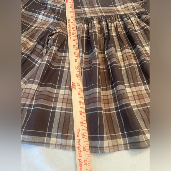 a.n.a Women’s Plaid Baby Doll Blouse Long Sleeves Size M Brown Beige. New w tag - Picture 6 of 8